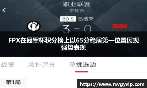 FPX在冠军杯积分榜上以65分稳居第一位置展现强势表现